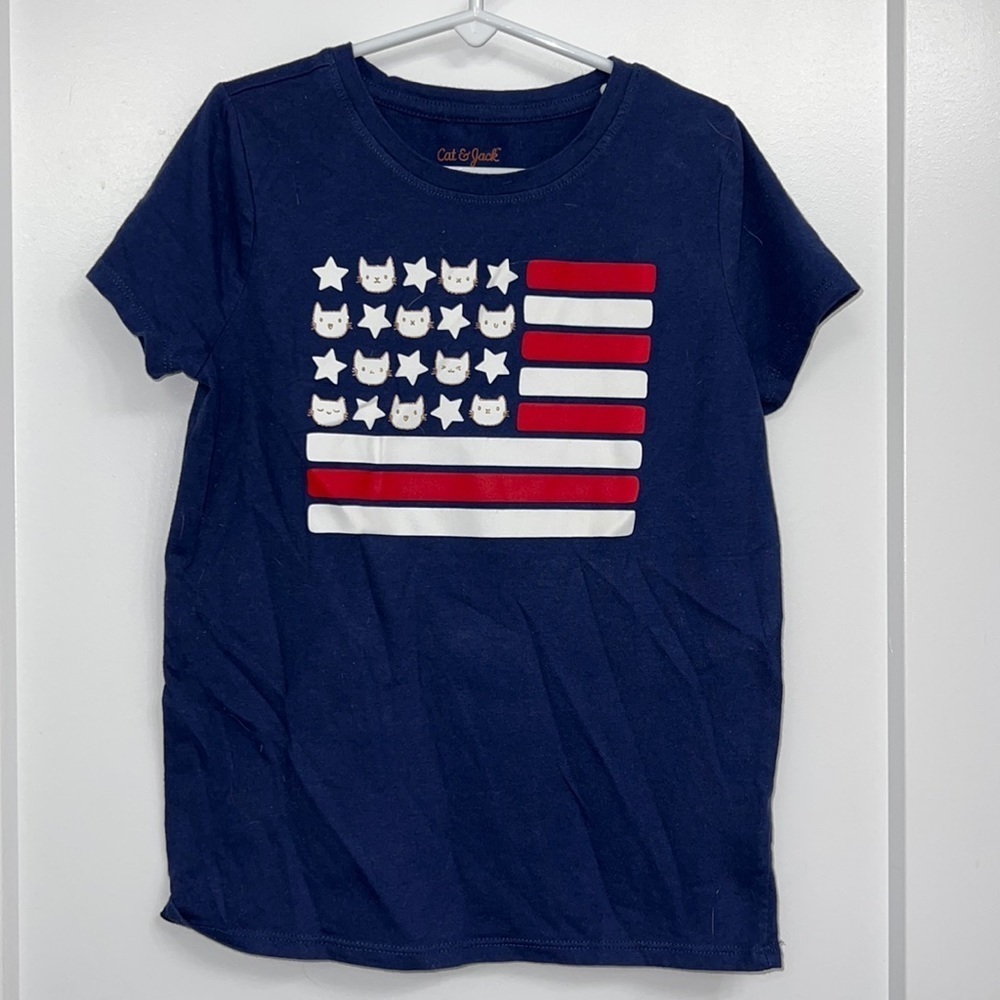 Cat & Jack blue July 4 th t shirt size 7/8